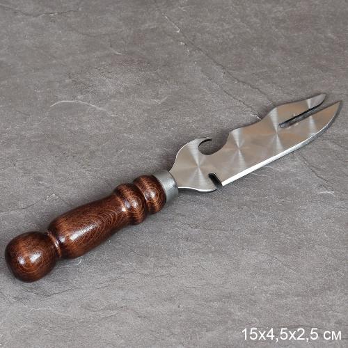 Нож шампурный с узором и деревянной ручкой Шар / 2К-312 /уп 12/ 2,5х45х150