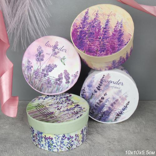 Коробка подарочная круглая 10х10 см / S139-SY623 /уп 12/216/лаванда