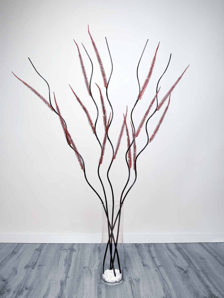 Сухоцвет набор 5 штук 150 см с блестками красный / 39-27 / 641087