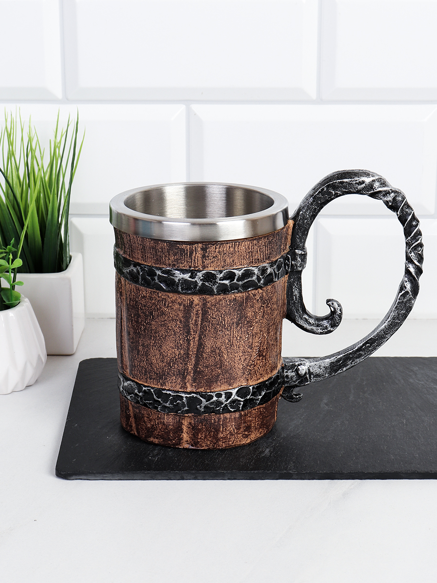 Кружка пивная Бочонок металл/ 8053 /уп 24/