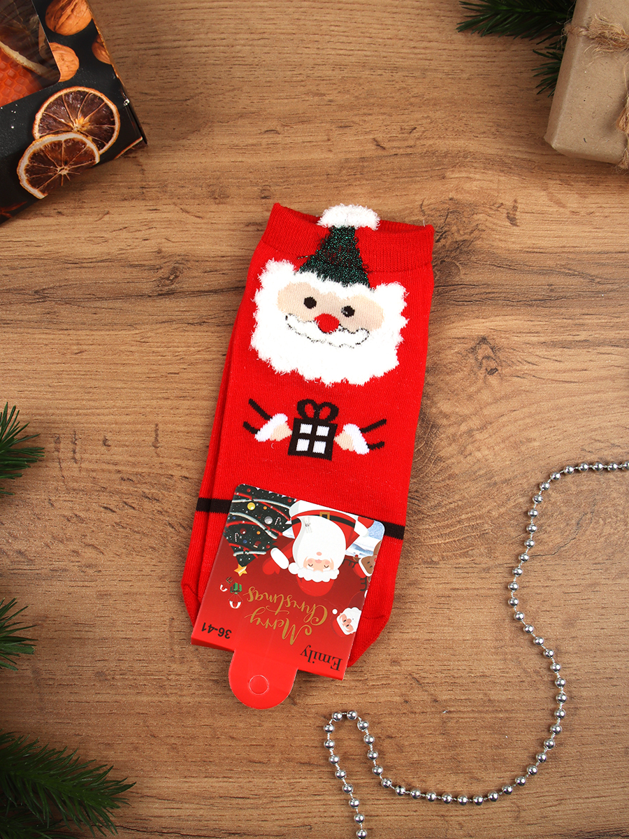 Носки р. 35-40 Новый год короткие / L815 /уп 10/400/1200/ ОДНА ПАРА/ МАРКА