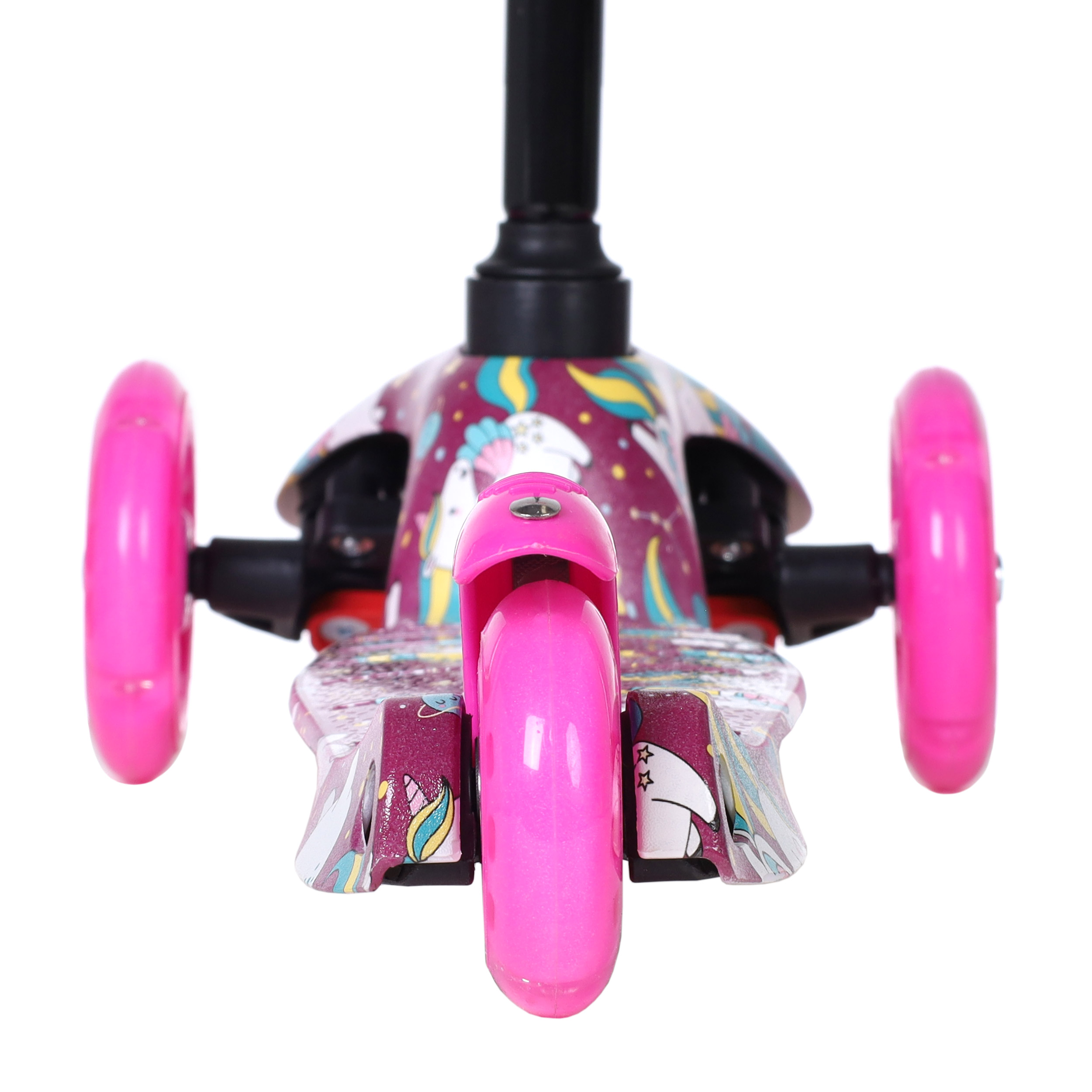 Самокат трехколесный для детей от 2-х лет Yeenot GT4105P55, нагрузка до 30кг, вес 1,8кг, светящиеся колёса PU 110мм, цвет малиновый UNICORN БК/уп10