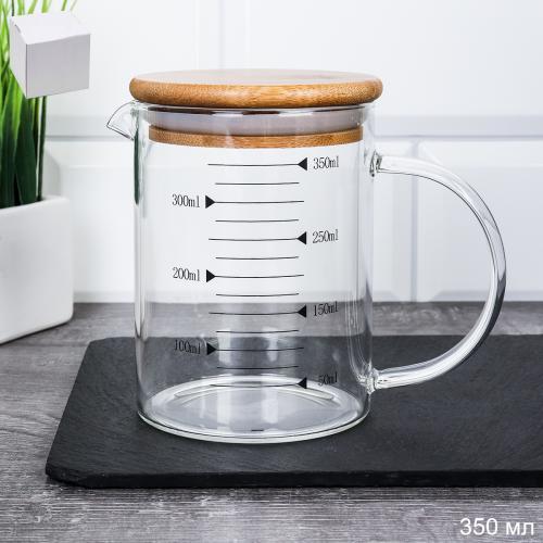 Кувшин мерный 350 мл / LCWJ101 /уп 125/* Бамбуковая крышка