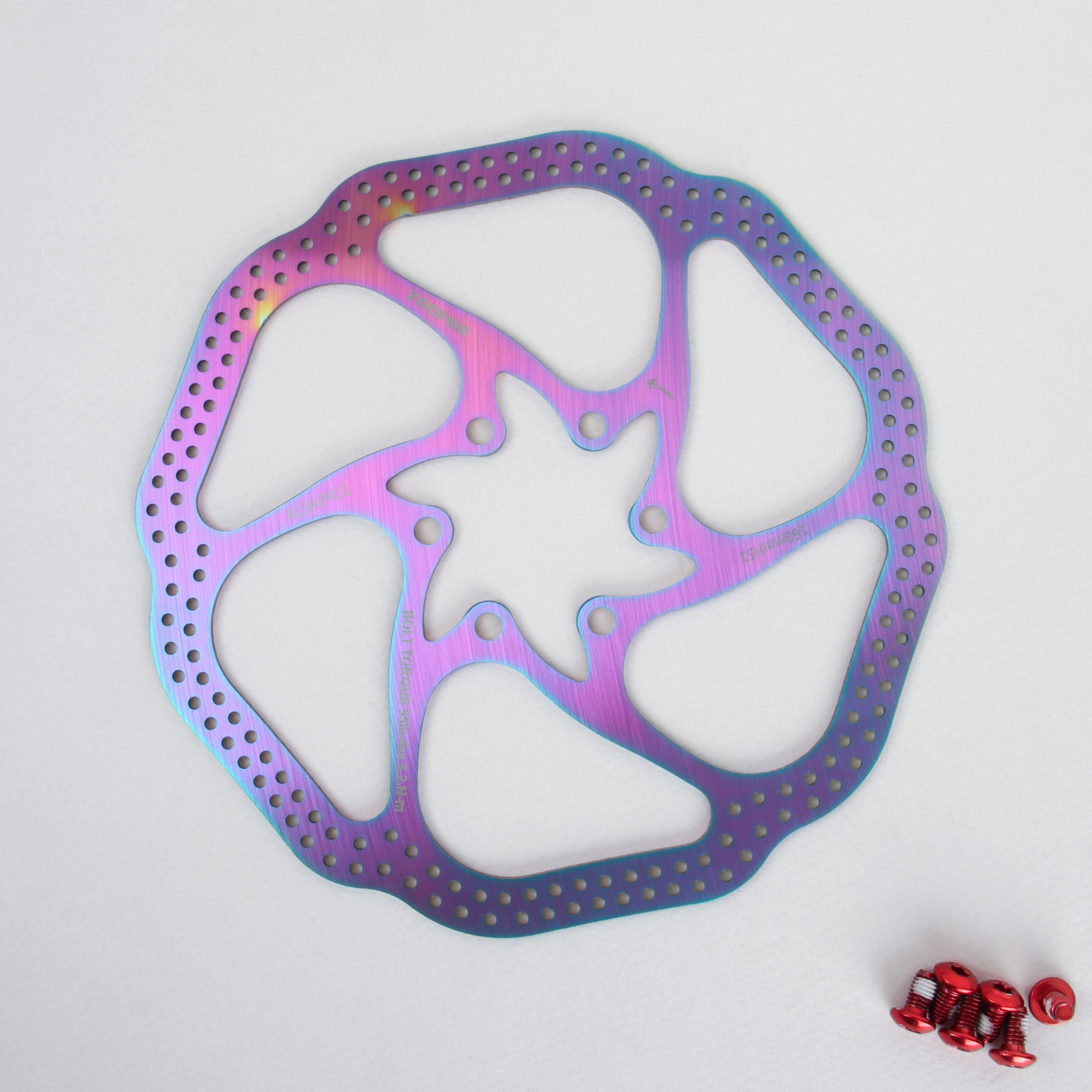 Ротор  дискового тормоза TOOPRE HS1-160color, диаметр диска 160мм, 44мм. Толщина 1.8мм. 6 отверстий. Вес 102гр. Цветной