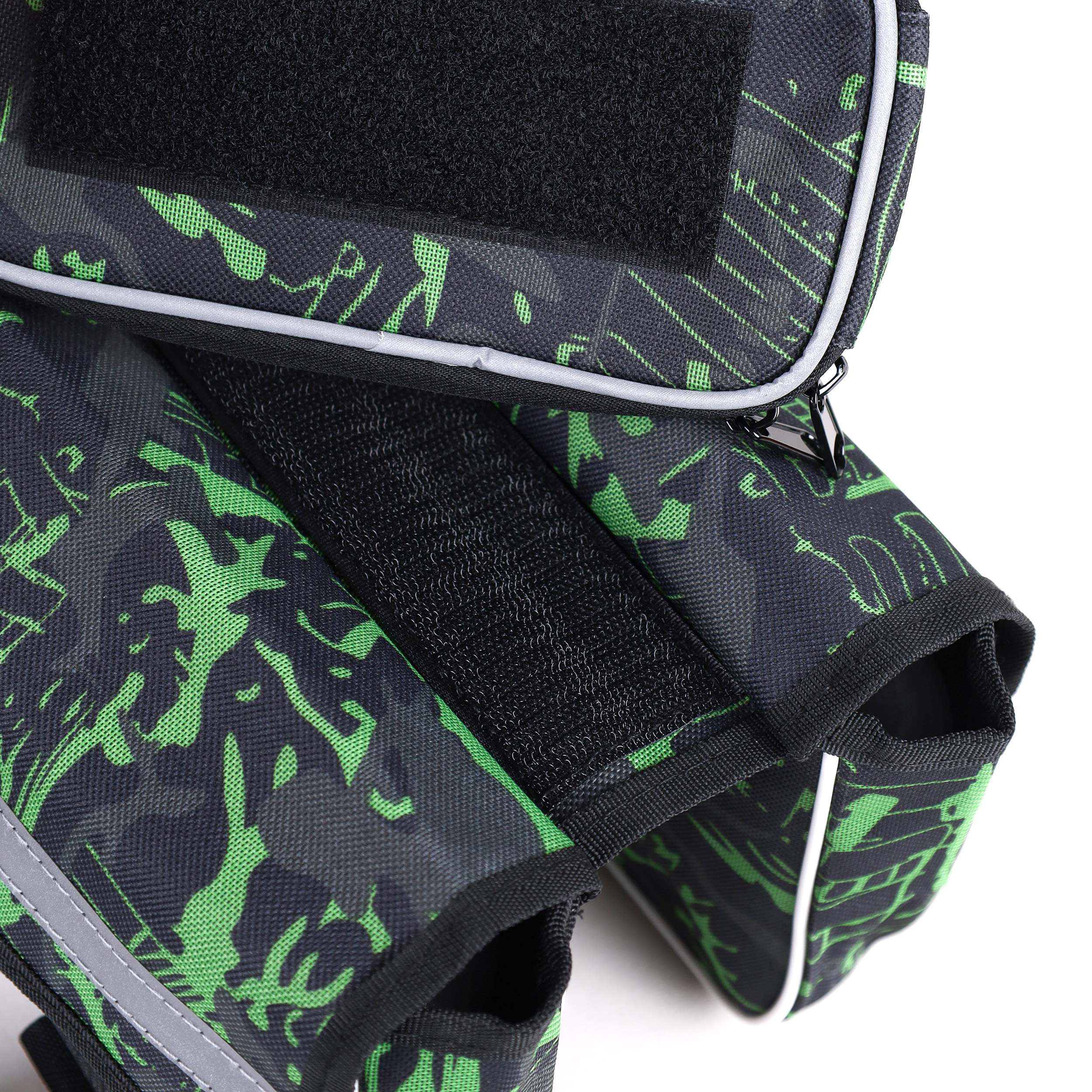 Сумка велосипедная на раму BICYCLE SOUL, с отделением для смартфона, боковые отсеки на липучке. 19*10.5*15см. Зеленый /уп 50/