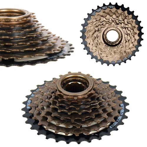 Трещотка SUNRUN FW-8I, 8 скоростей, 13-32T, индексная, коричневая/32T ED чёрный /уп 50/