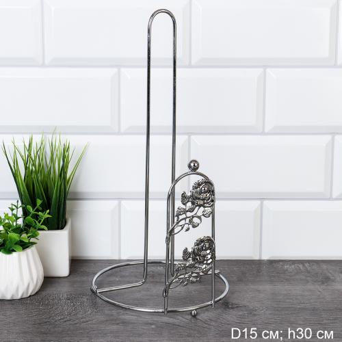 Держатель для бумажных полотенец металл Роза Серебро/ BTR-805 /уп 120/15х31/ 0,147