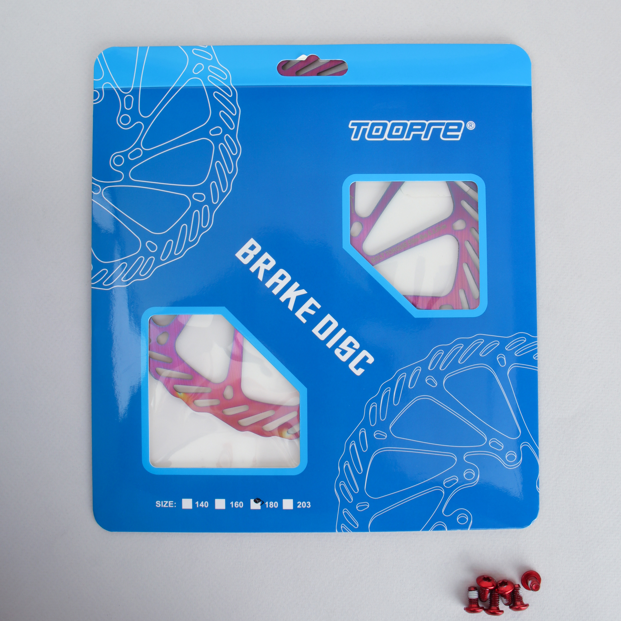 Ротор  дискового тормоза TOOPRE G3-180color, диаметр диска 180мм, 44мм. Толщина 1.8мм. 6 отверстий. Вес 130гр. Цветной