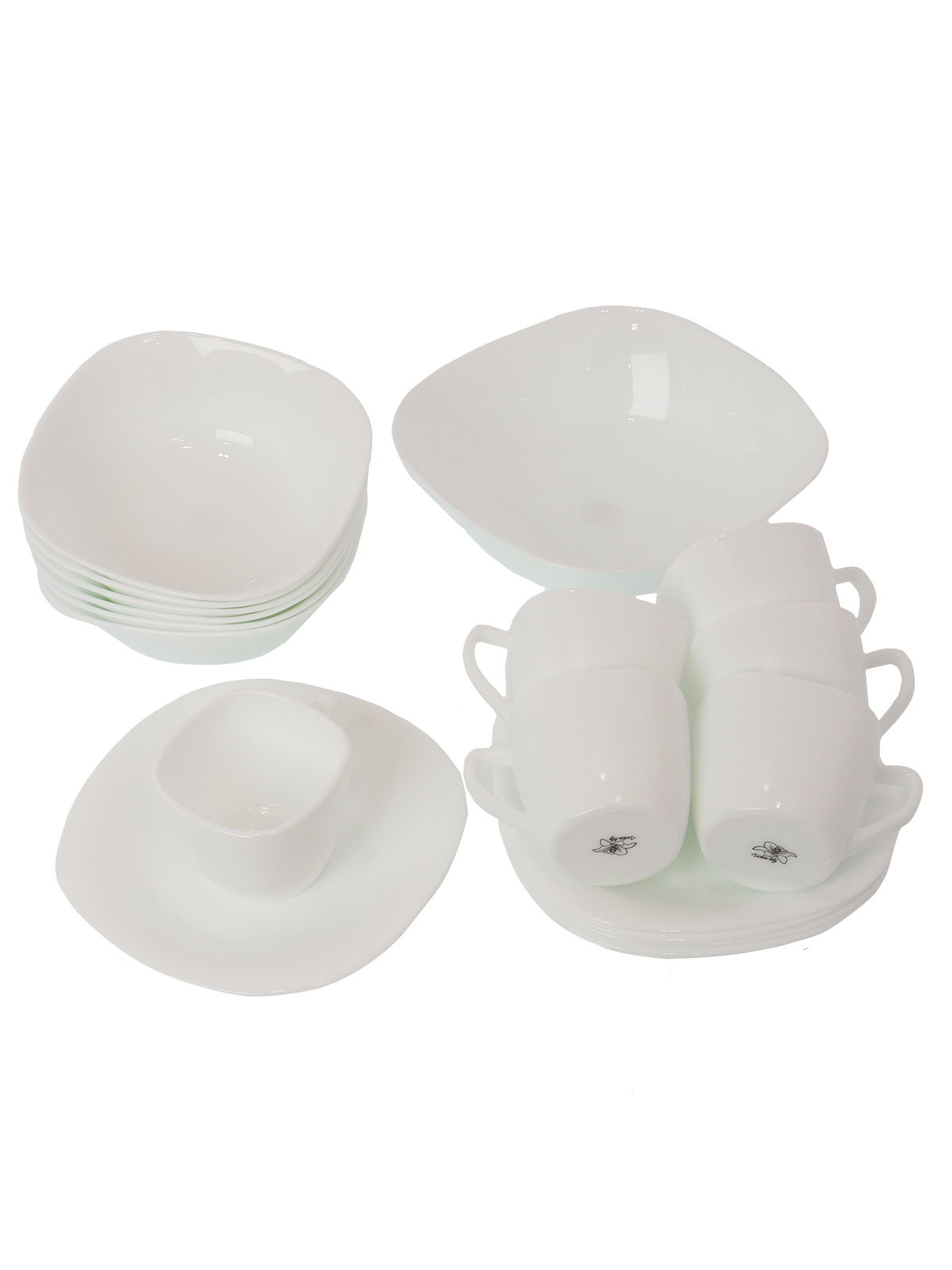 Столовый набор 19 предметов квадратный с кружками / 19/87595/220 (БЕЛЫЙ) /уп 2/