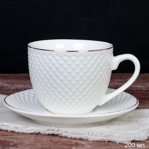 Чайная пара 2 предмета 200 мл ПАРА  TC69E-200 /уп 48/ костяной фарфор 