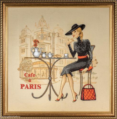 Картина гобелен 48х49 Кафе Париж Блондинка / 10034-2 / иваново 