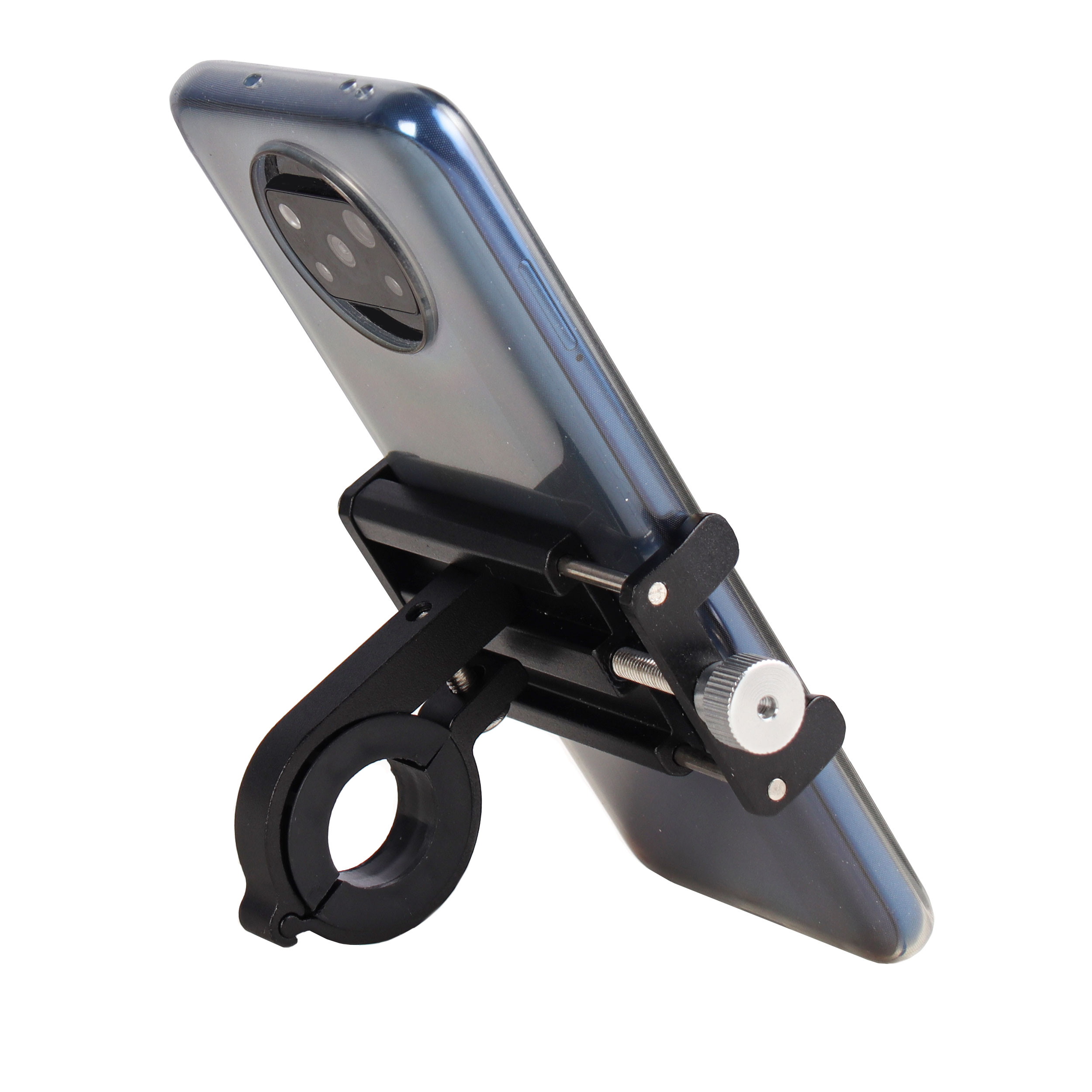 Держатель велосипедный алюминиевый для телефона универсальный. Цвет черный /уп 100/