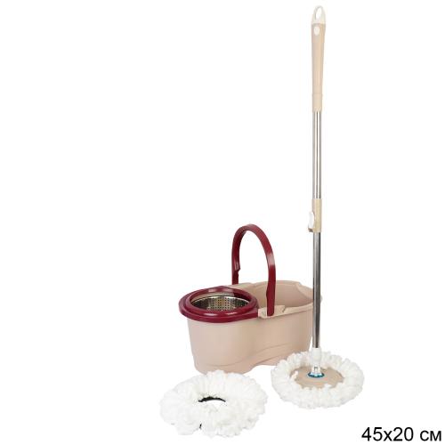 Ведро с отжимом и шваброй центрифуга нерж 45х20 см / EDX-456 /уп 25/ 2 насадки/без коробки