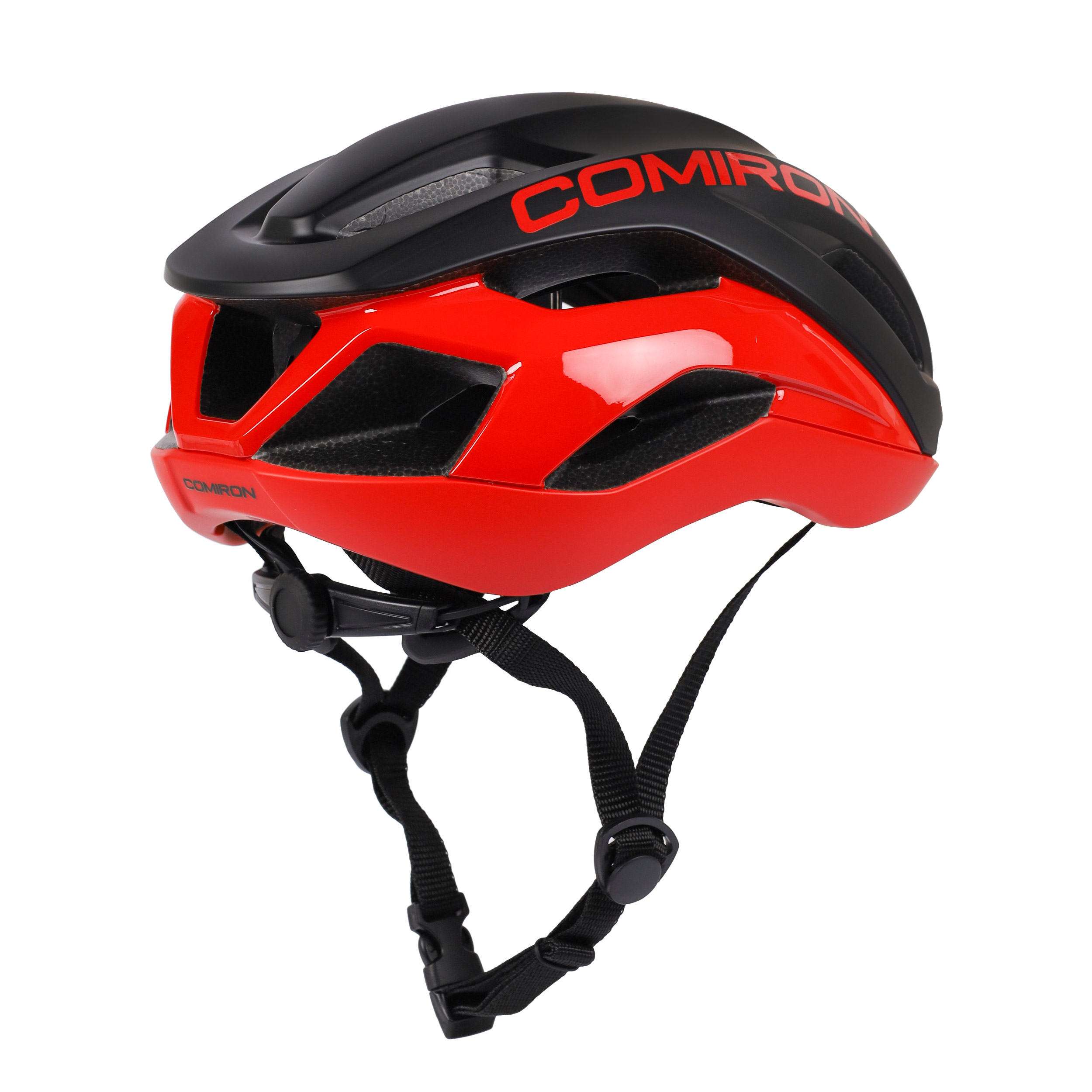 Шлем велосипедный COMIRON Wind. Цвет: Black-Red. Размер: M (58-61см)  / MX-69T / уп 12
