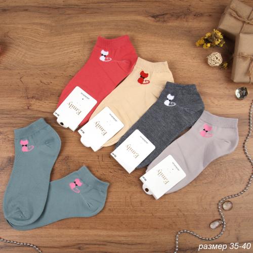 Носки р. 35-40 Кошка короткие / L802 /уп 10/500/1200/ ОДНА ПАРА/ МАРКА