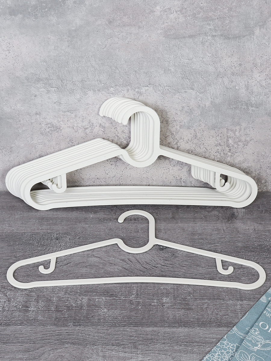 Вешалка для одежды 10 штук набор / DS-14 white /уп 30/ белая
