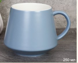 Чайная пара 3 предмета 250 мл с ложкой / FED-119 / Голубая