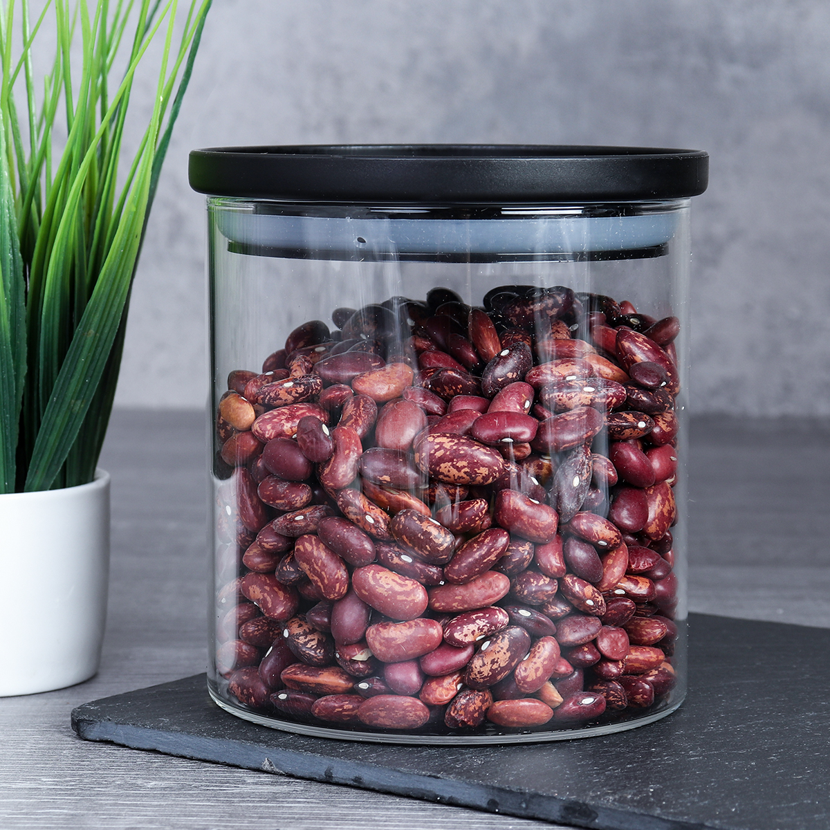 Банка для сыпучих пластиковая крышка 550 мл 95 мм/10 см АКЦИЯ / LCSC2429 /уп 100/ удобное хранение стекло