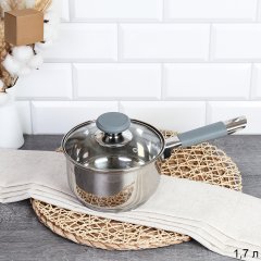 Ковш1.7л Элиос / LB-S-1106-8B-1,7 /уп 1/ индукция/ ручки с силиконом/ Гофрокороб/ KISIGA