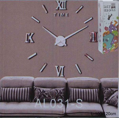 Часы аппликация 3D 100-120 см / AL031S /уп 36/ серебро