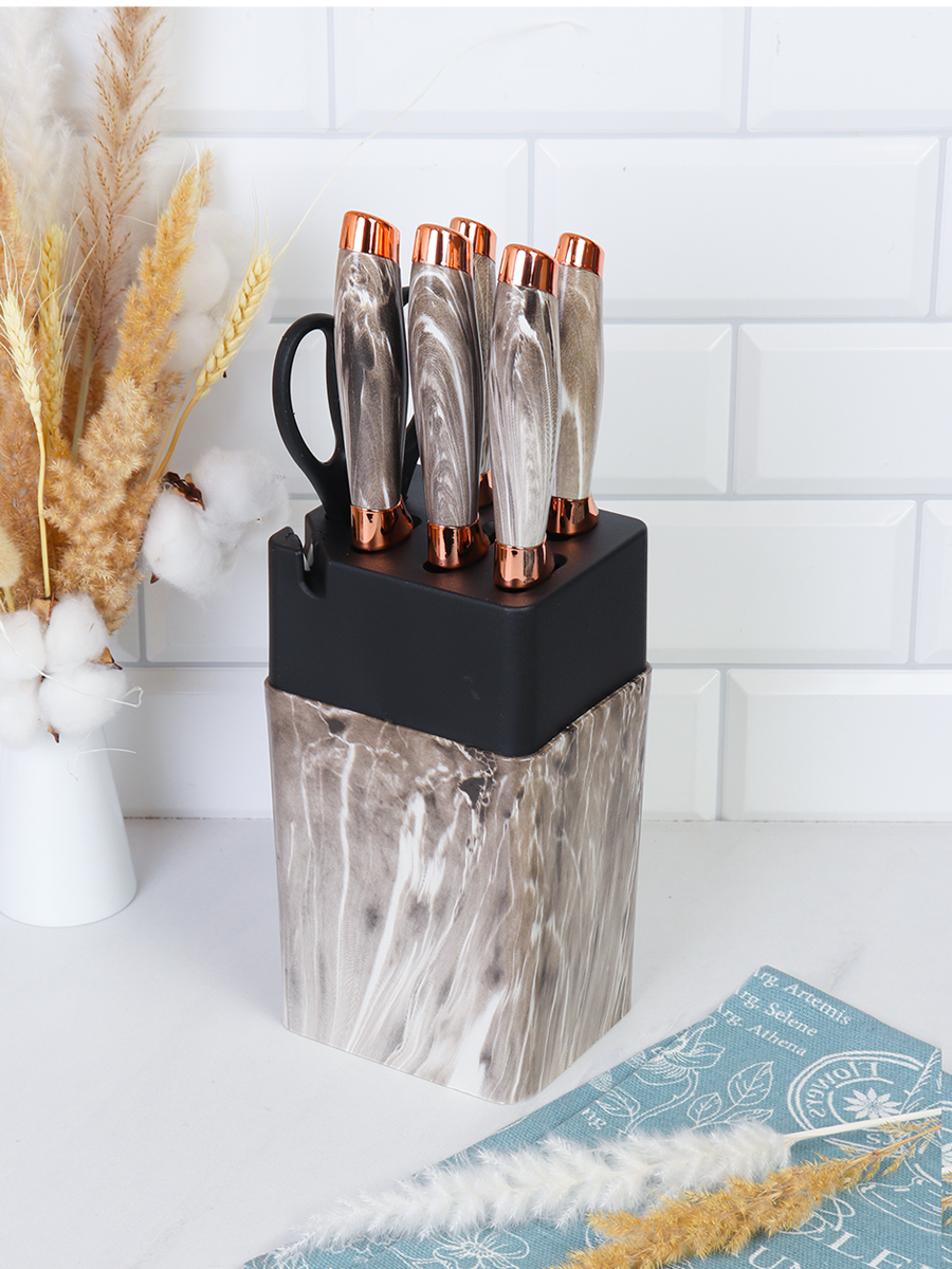 Набор кухонных ножей на подставке 7 предметов / WG-608 /уп 12/