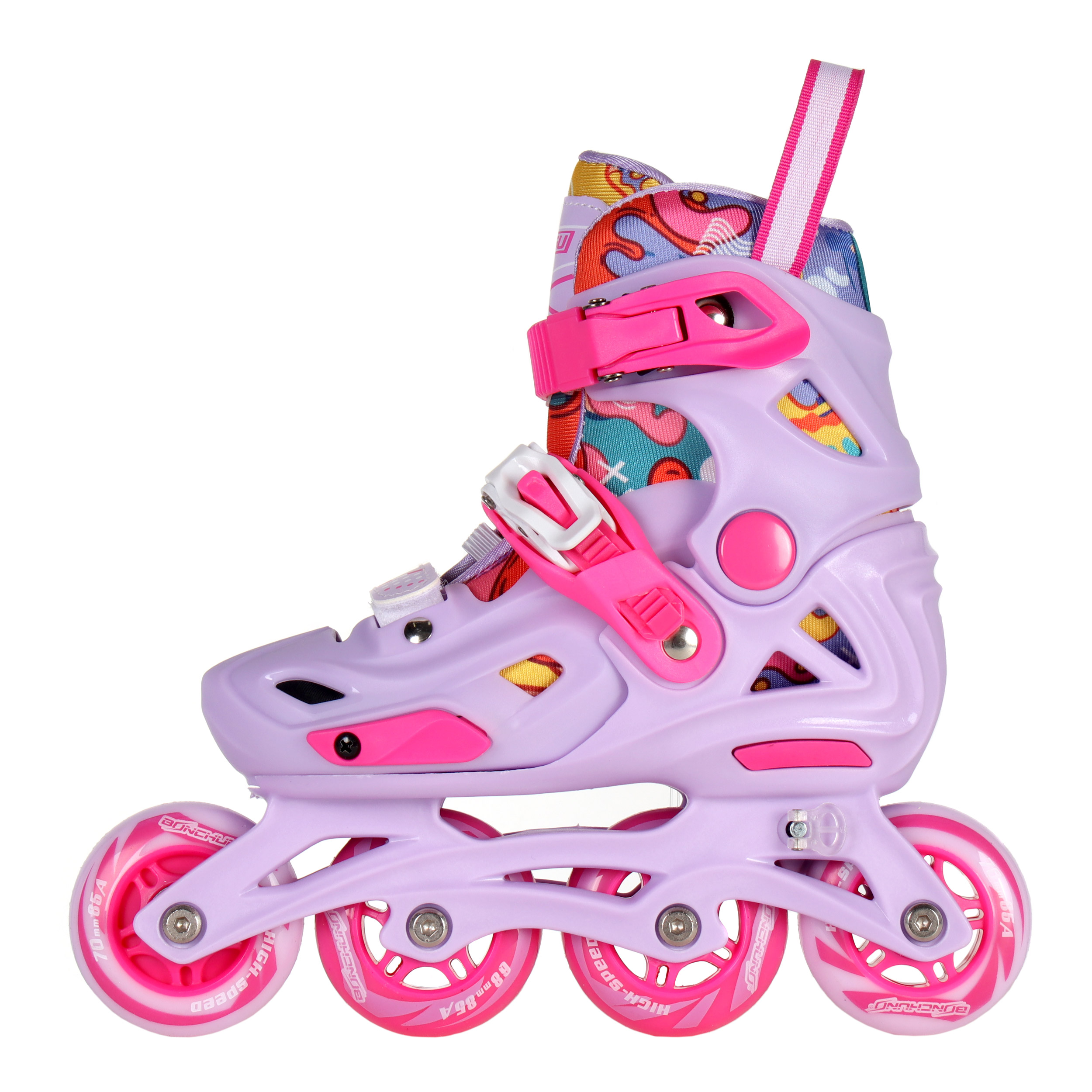 Роликовые коньки COMIRON  2021 S с блокировкой колёс /уп 6/ (31-34) розовые