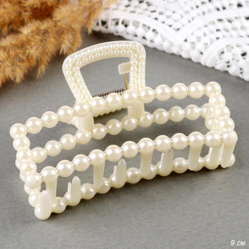 Краб для волос 9 см / GTQ-36 /уп 12/360/жемчуг