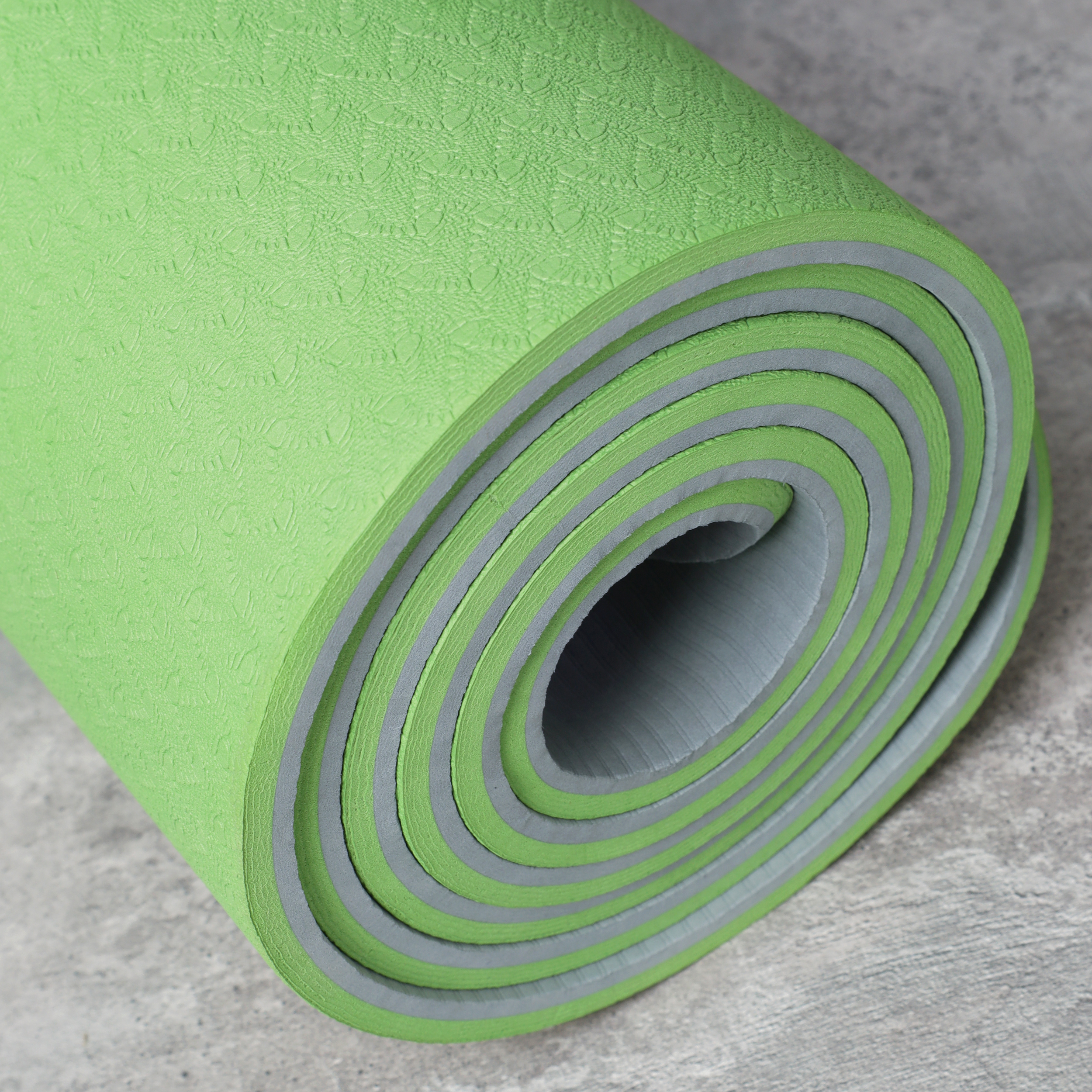 Коврик для йоги и фитнеса спортивный гимнастический двухслойный TPE 8мм. 183х61х0,8 цвет: тёмно-зелёный / YM2-TPE-8DG /уп 12/