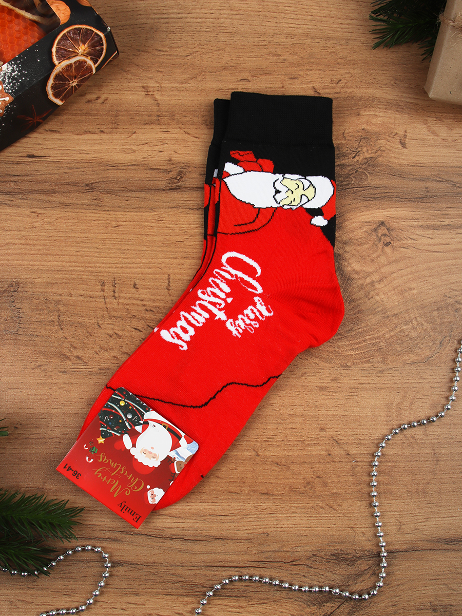 Носки р. 35-40 Новый год  / L826 /уп 10/400/1200/ ОДНА ПАРА/ МАРКА