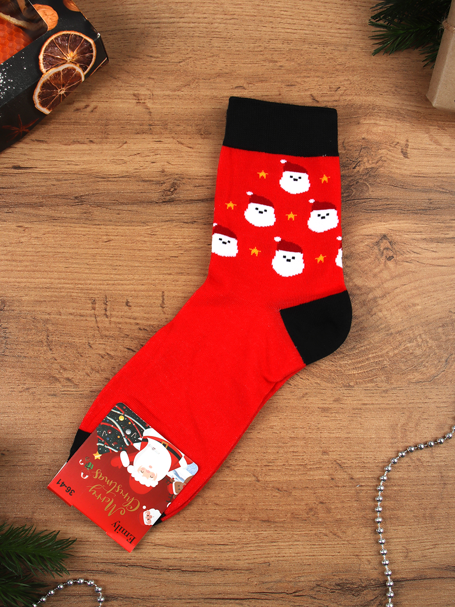 Носки р. 35-40 Новый год  / L826 /уп 10/400/1200/ ОДНА ПАРА/ МАРКА