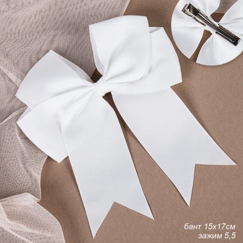 Бант-зажим для волос 15х17 см / YAL-5 /уп 40/480/ белый