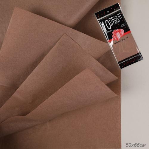Бумага упаковочная тишью 50х66 см набор 10 листов / CQ103 /уп 200/шоколадная