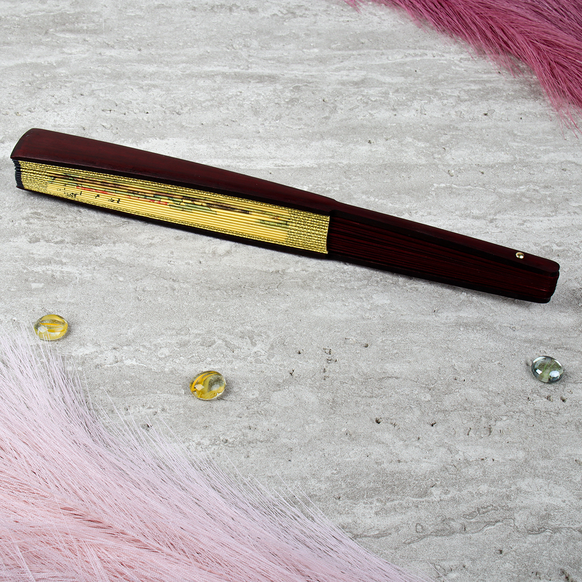 Веер 33 см бамбуковая основа / 622-10 /уп 5/400/