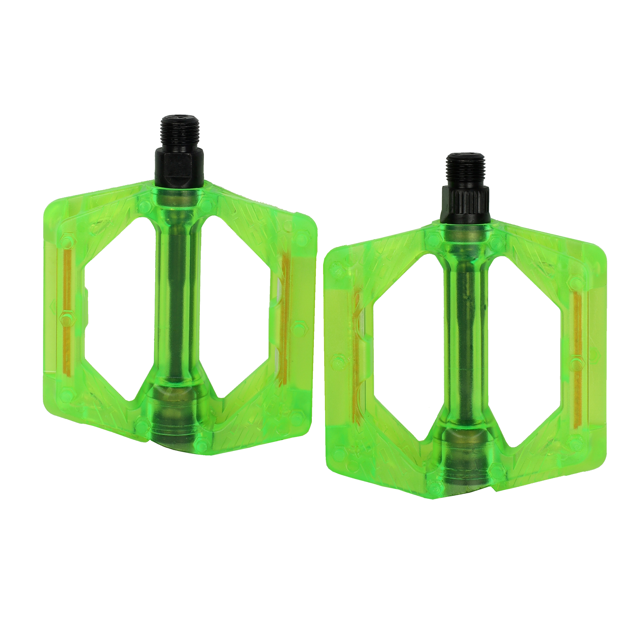 Педаль MTB HONGDING HD-855, 9/16 резьба, PC корпус, 2DU подшипника, 113х97мм, с рефлектором, 2S ось, 1 пара /HD-855/ зеленый /736976     