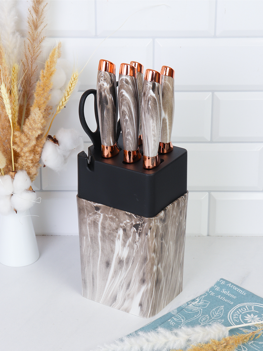 Набор кухонных ножей на подставке 7 предметов / WG-608 /уп 12/