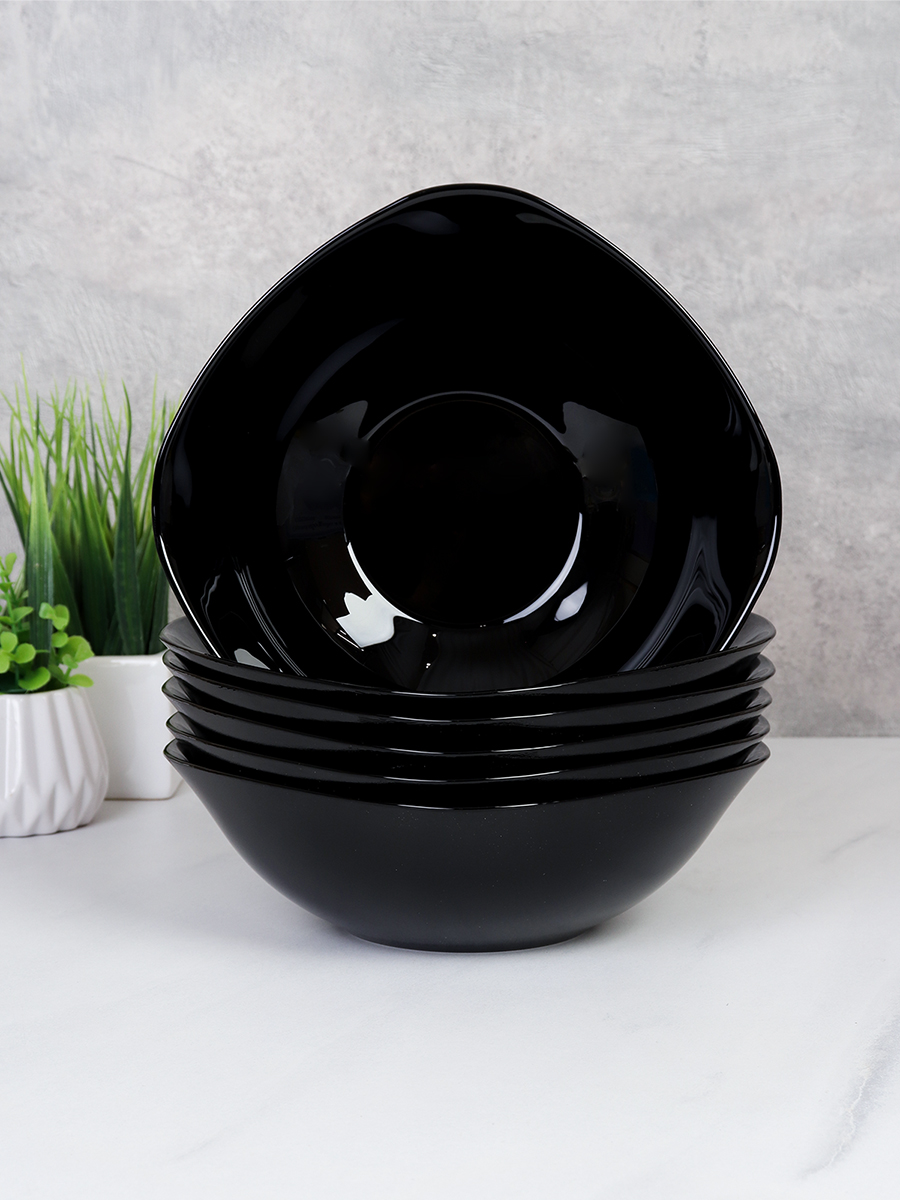 Набор суповых квадратных тарелок 6 штук 750 мл ЧЕРНЫЙ цвет / BNFW75  Black /уп 8/