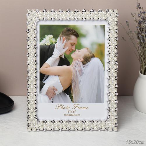 Фоторамка 15x20 стразы и жемчуг / CZ-ZQBF-C /уп 60/
