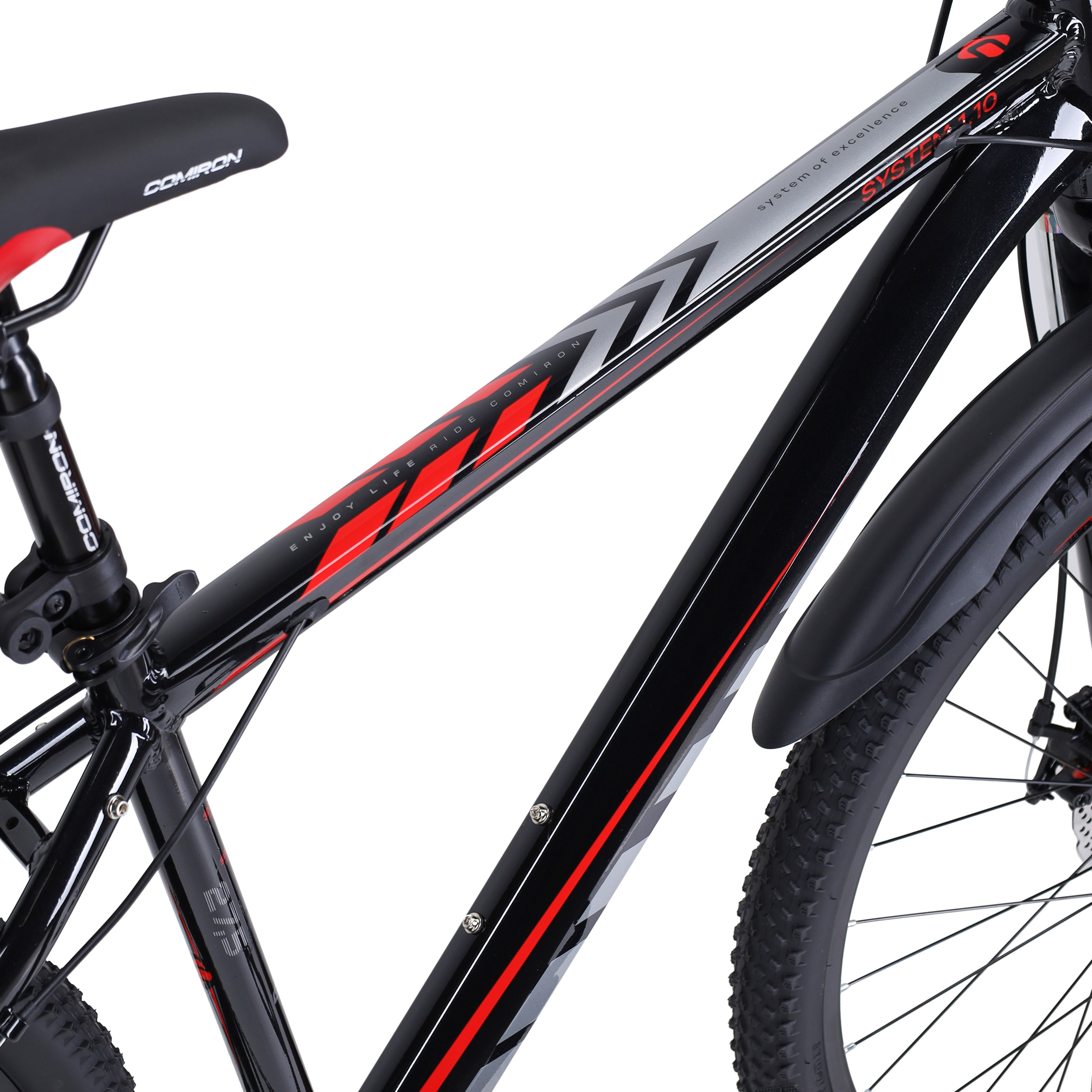 Велосипед 27,5" рама 19" 1x10sp COMIRON SYSTEM чёрный красный