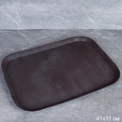 Поднос антискользящий 30х40 см силиконовая поверхность / 1216 coffee /уп 25/