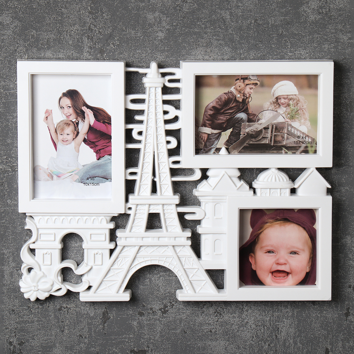 Фоторамка коллаж Париж 35х27 см / 120 /уп 48/ 3 фото белая ПРОМО АКЦИЯ