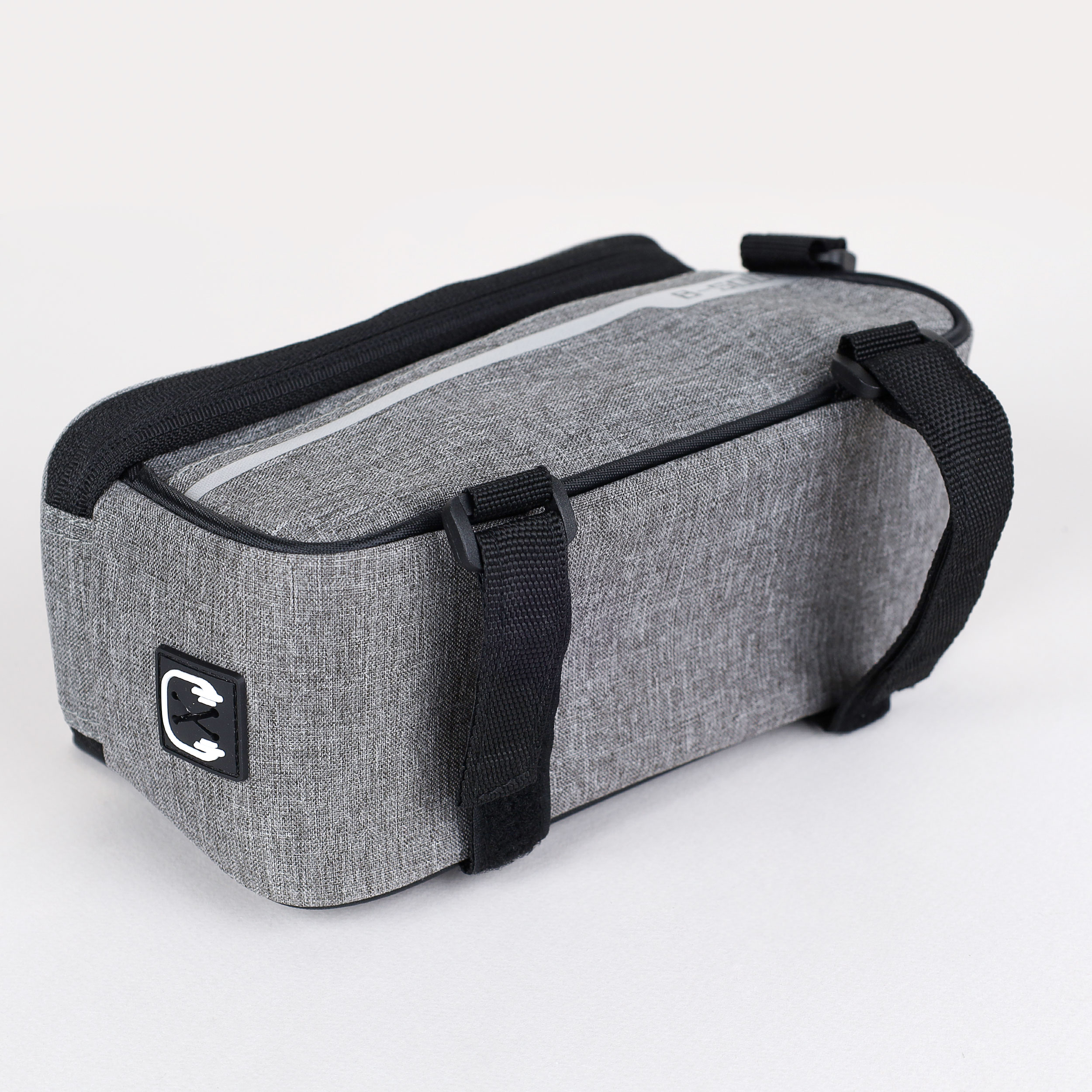 Сумка велосипедная на раму BICYCLE SOUL, с отделением для смартфона 6.0", основной отсек на молнии, серая, 21x10.5x9см. /уп 50/