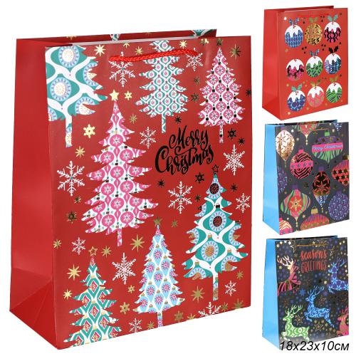 Пакет подарочный 18x23x10см / 5380M /уп 12/720/Новый год