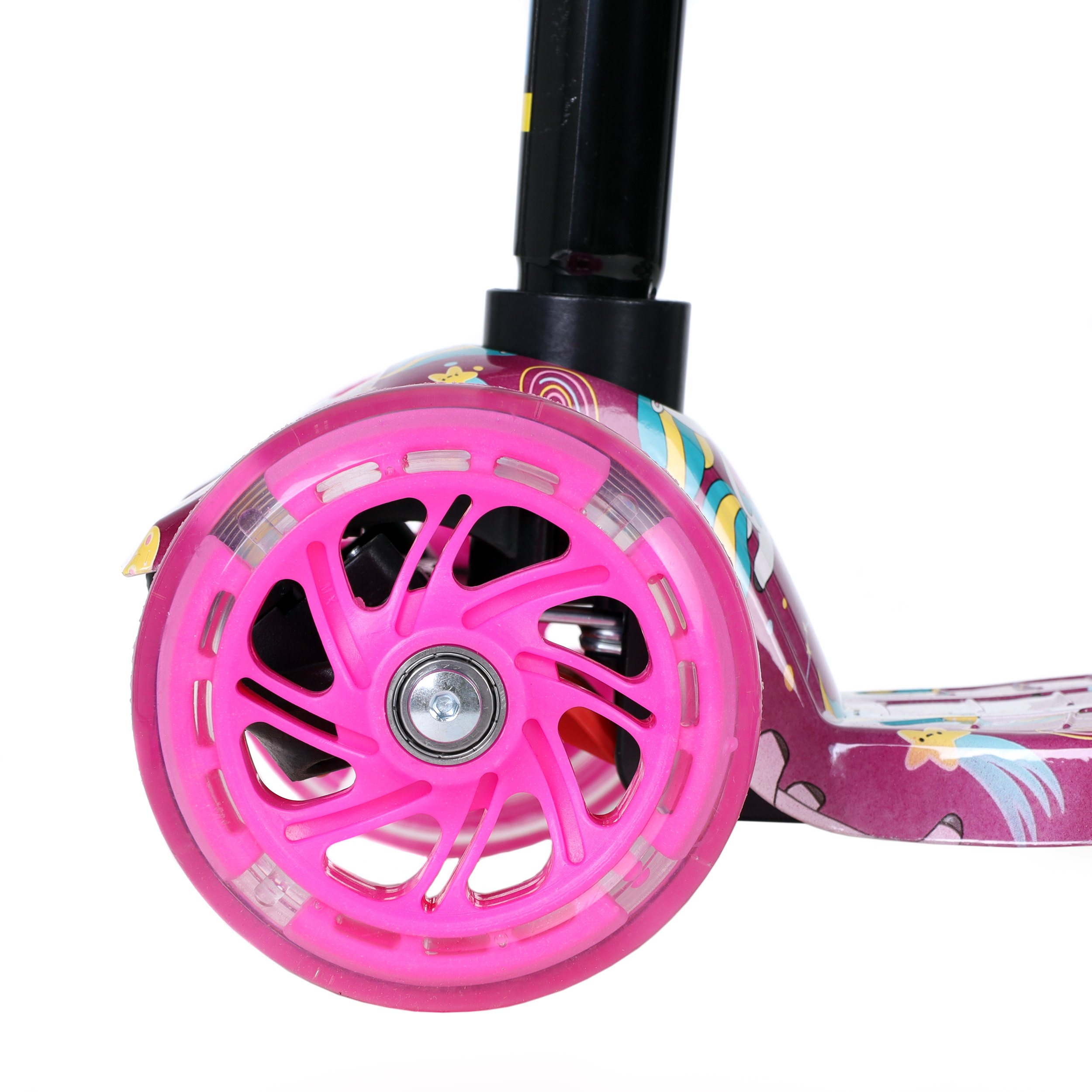 Самокат трехколесный для детей от 3-х лет Yeenot GT4108P55, нагрузка до 50кг, вес 2.3кг, светящиеся колёса PU116мм, цвет малиновый UNICORN БК/уп10