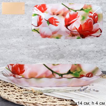 Блюдо для слоеных салатов 28 см / S440611W Q005 GREY Орхидея /уп 36/ цветная коробка / 729902