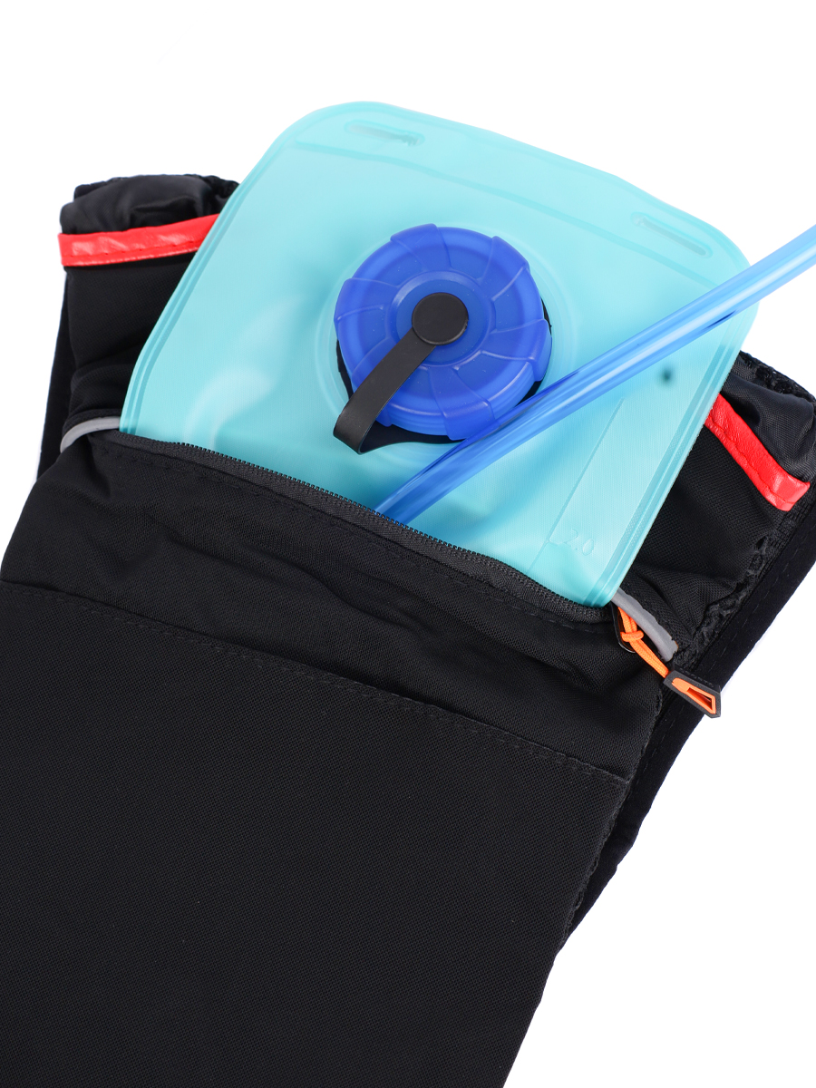 Рюкзак с диспенсером спортивный COMIRON PATAGONIA отсек для воды на молнии, карман для бутылки. Гидратор. Черный-красный /уп 30/