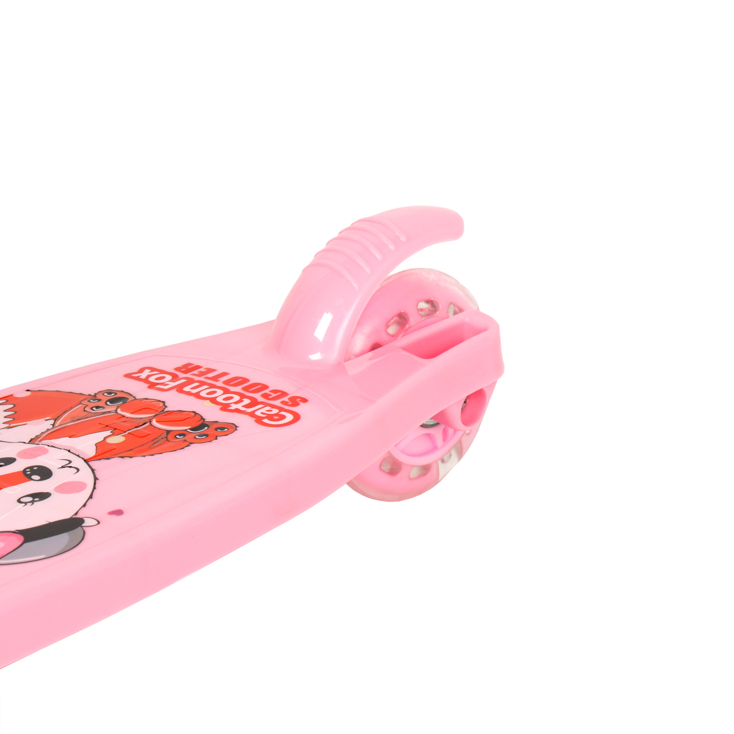 Самокат трехколесный облегчённый для детей от 3-х лет Yeenot GT105-10, нагрузка до25кг, вес 1,2кг, светящиеся колёса 110мм, цвет розовый Лиса БК/уп13