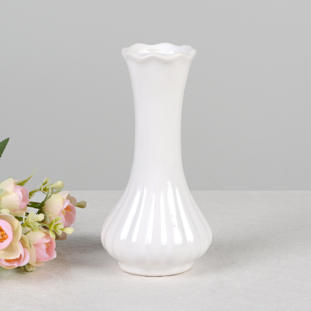 Ваза 18 см / 3165W /уп 6/48/белая
