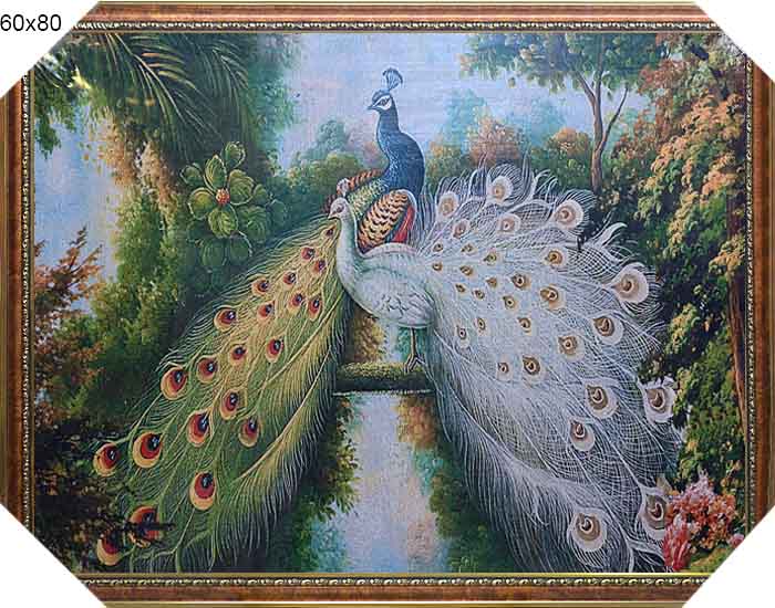 Картина гобелен 60x80 Павлины / D317 / KS4020-3 /золотая нить