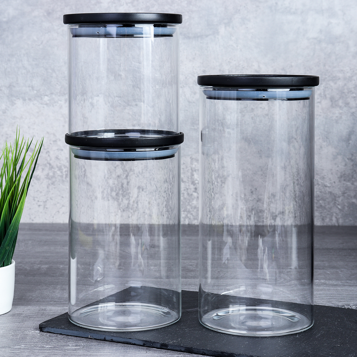 Банка для сыпучих пластиковая крышка 550 мл 95 мм/10 см АКЦИЯ / LCSC2429 /уп 100/ удобное хранение стекло