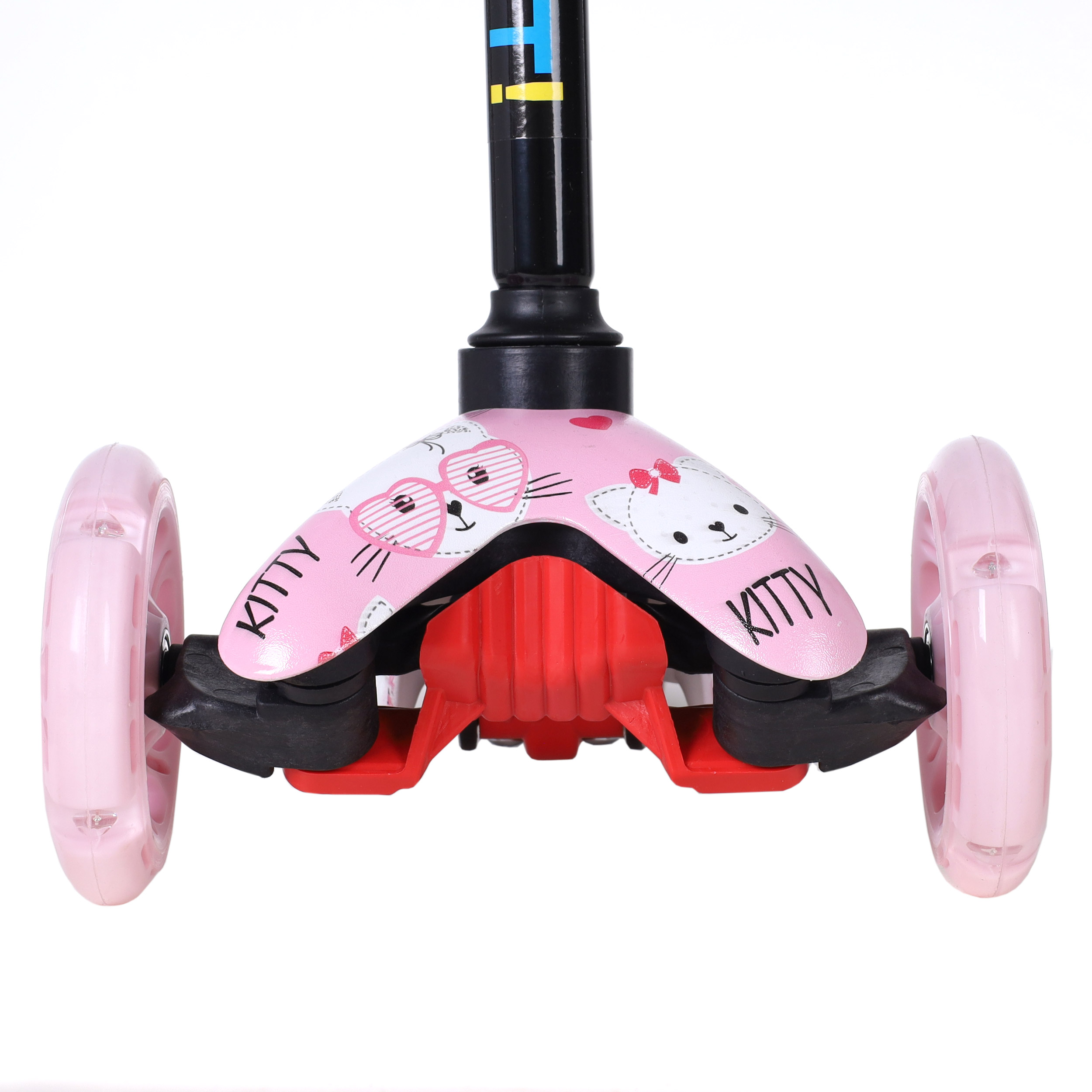 Самокат трехколесный для детей от 2-х лет Yeenot GT4105P52, нагрузка до 30кг, вес 1,8кг, светящиеся колёса PU 110мм, цвет розовый Котёнок БК/уп10